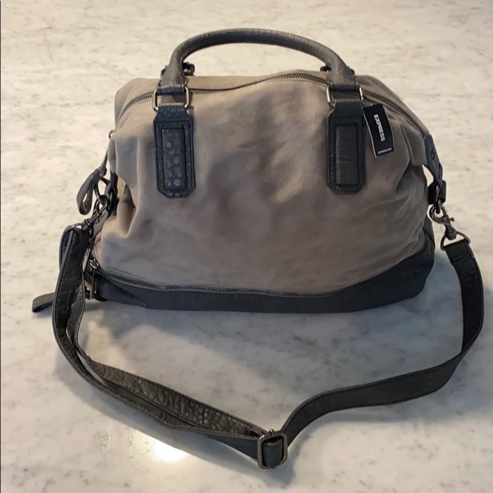Faux suede and leather purse